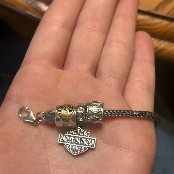 Harley-Davidson Sterling Silver 15 Charm Pandora Bracelet - Picture 10 of 15
